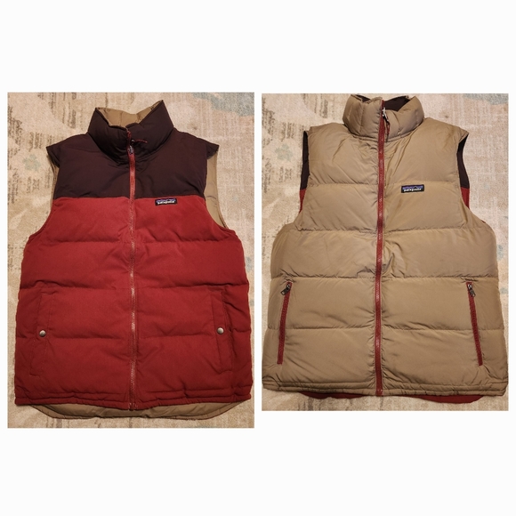 Mens Patagonia Reversible Bivy Down Vest. DarkRed/Tan. Sz Med. Great condition. - Picture 1 of 10